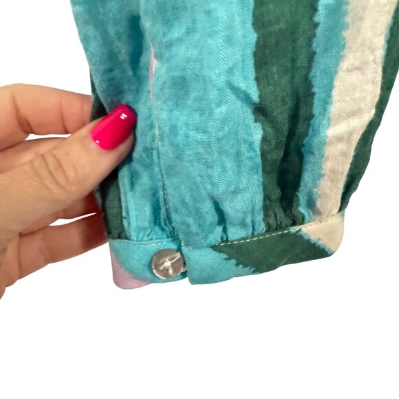 FRNCH Paris Corrynn Blue,‎ Green, Pink, Cream Striped Blouse Size M - Picture 2 of 8